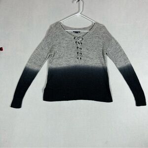 American Eagle Ombré Sweater Women’s XS Blue Gray Lattice Front Tight Knit